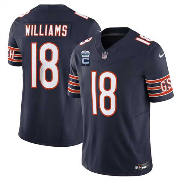 Men & Women & Youth Chicago Bears #18 Caleb Williams Navy 2024 F.U.S.E. With Draft Patch And 1-star C Patch Vapor Stitched Jersey